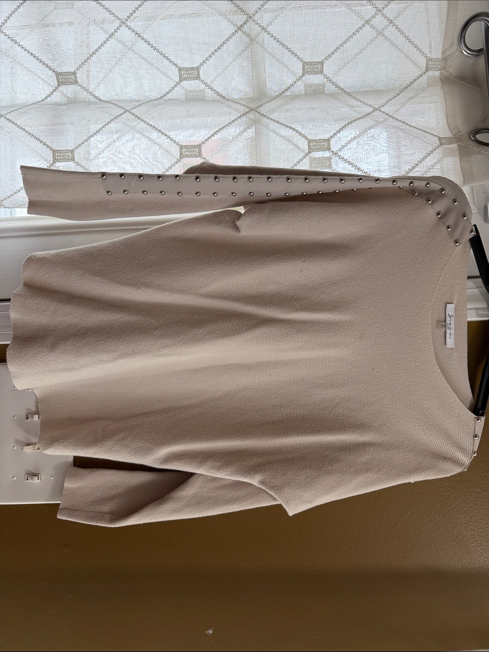 Soprano Cream Stud-Trim Knit Top